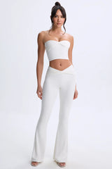 Modal Twist-Front Flared Trousers in White