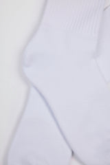 Ribbed Half-Crew Socks in White