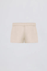 Brushed Jersey Elasticated Mini Shorts in Ecru