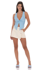 V-Neck Twist Top in Sky Blue