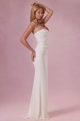 Embellished Corset Strapless Gown in Ivory