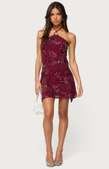 Edikted Adria Bead & Sequin Mini Dress