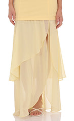 Strapless Layered Maxi Dress in Yellow