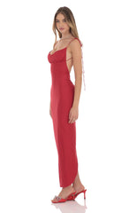 Back Slit Maxi Dress in Red