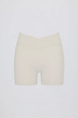 Soft Active Pocket V-Waist Mini Shorts in Cream
