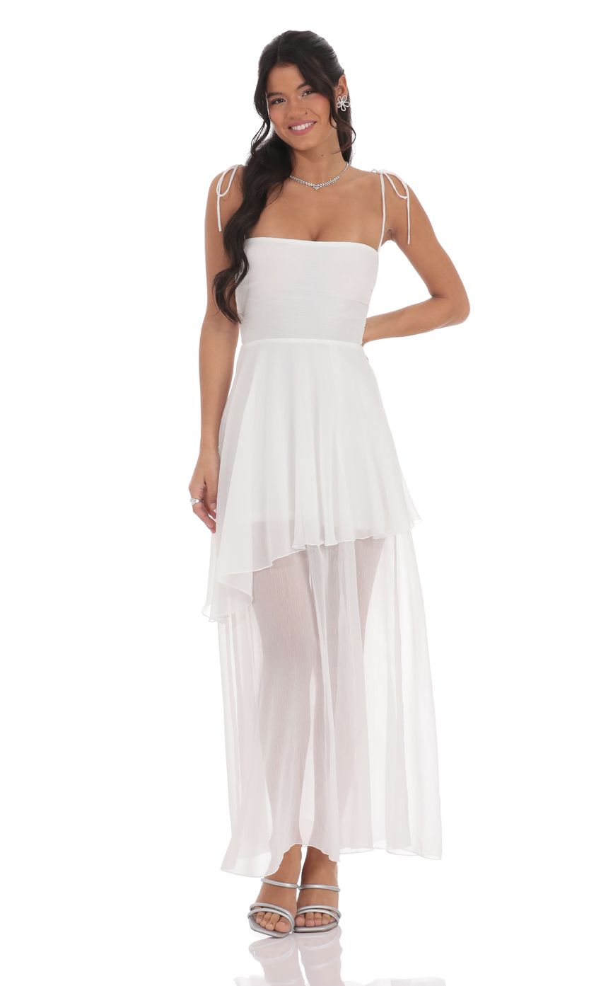 Flow Shimmer A-line Maxi Dress in White