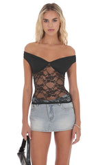 Off Shoulder Lace Top in Black