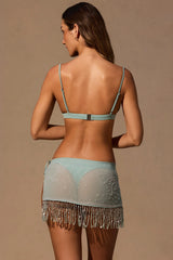 Low-Rise Mini Skirt in Seafoam Green