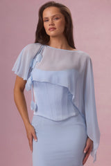Premium Chiffon Cape in Powder Blue