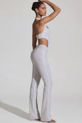 Embellished Cut-Out Jumpsuit in White