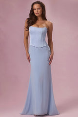 Premium Satin Corset Bridesmaid Dress in Powder Blue
