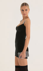 Velvet Hook and Eye Dress in Black
