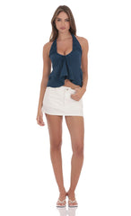 Scrunch Halter Top in Navy