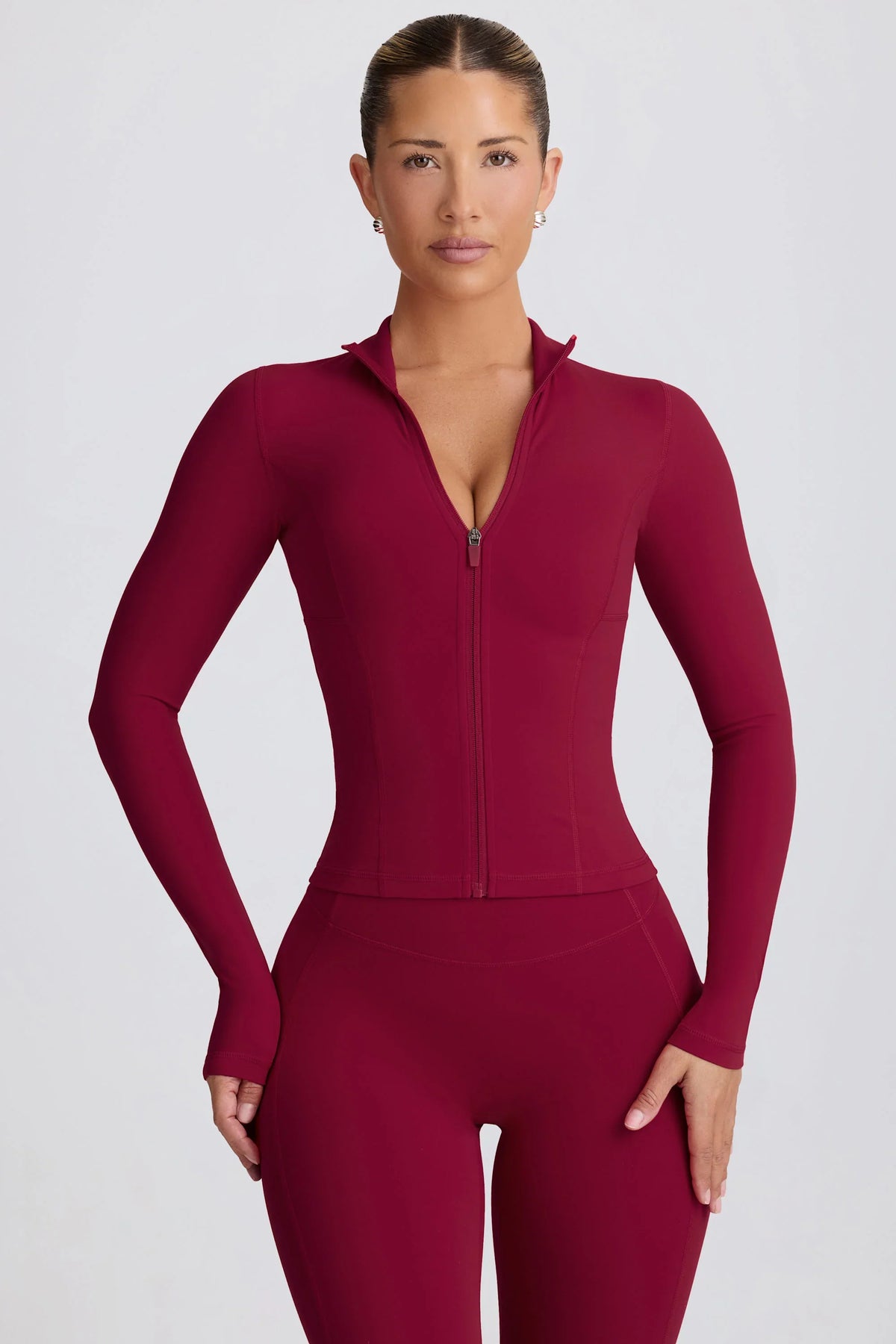 Soft Active Zip-Up Jacket in Burgundy