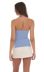 Strapless Double Slit Top in Blue