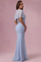 Premium Chiffon Cape in Powder Blue