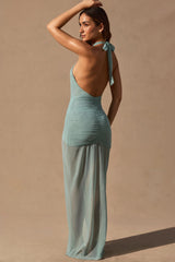 Cut-Out Halterneck Maxi Dress in Seafoam Green