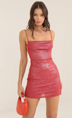 Strappy Dress in Red Shimmer