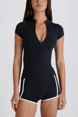 Soft Active Quarter-Zip Top in Black