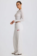 Soft Cotton Mid-Rise Wide-Leg Joggers in Grey Marl